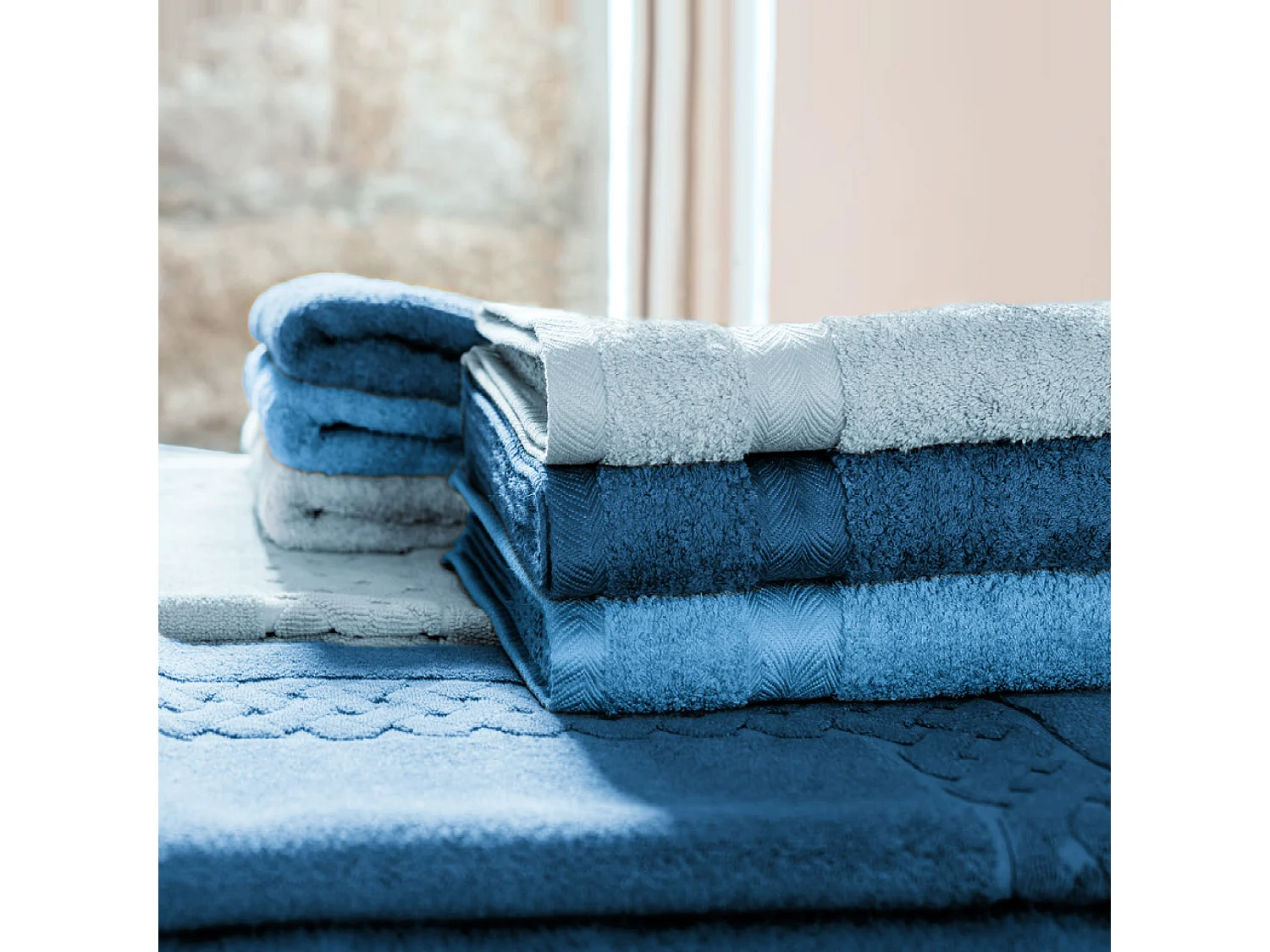 Peignoir col châle ROYAL CRESENT éponge coton taille M bleu céleste