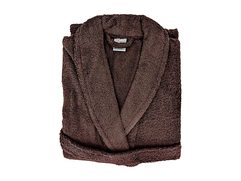 Peignoir col châle ROYAL CRESENT éponge coton taille L marron taupe