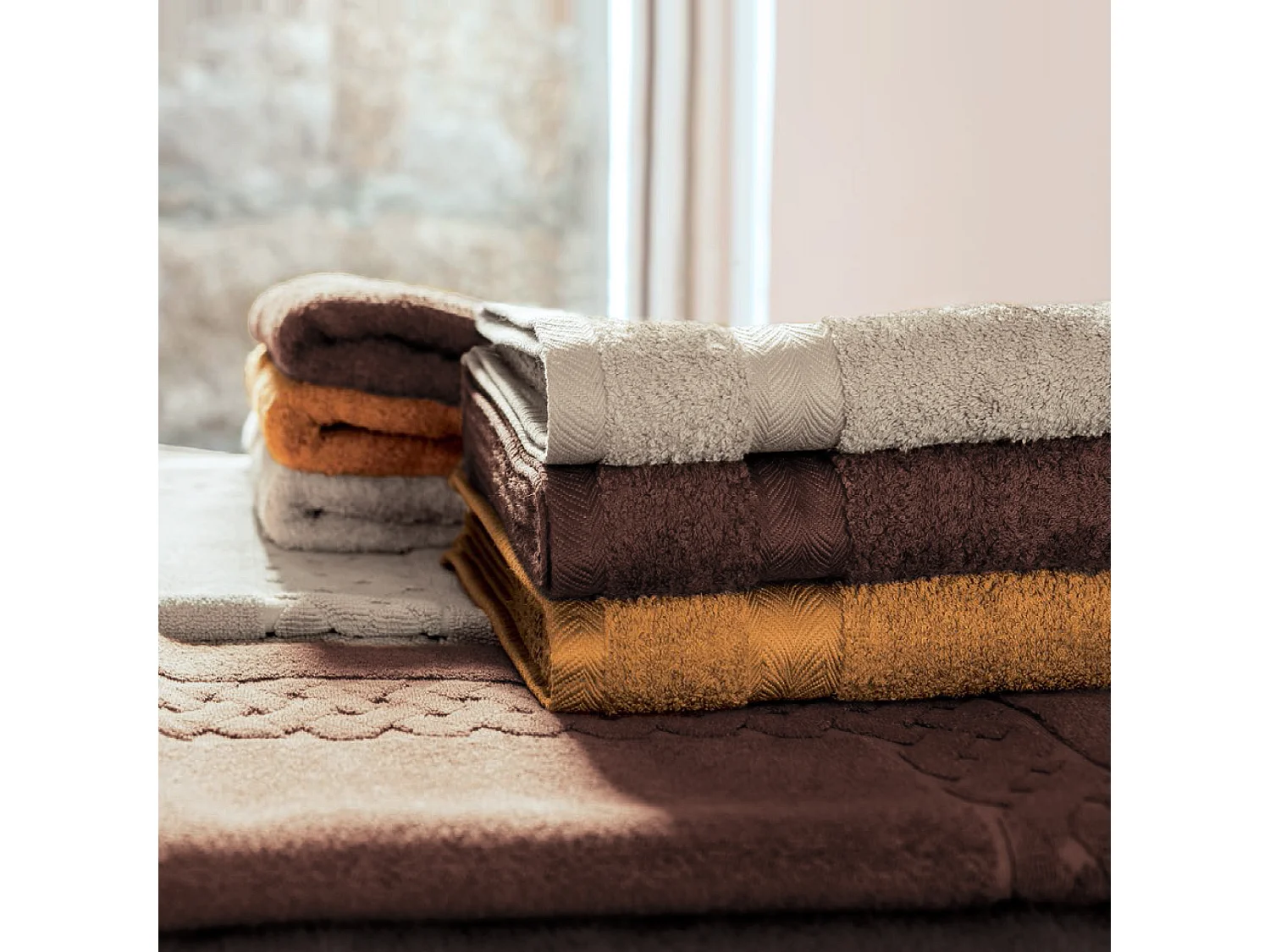 Peignoir col châle ROYAL CRESENT éponge coton taille L marron taupe