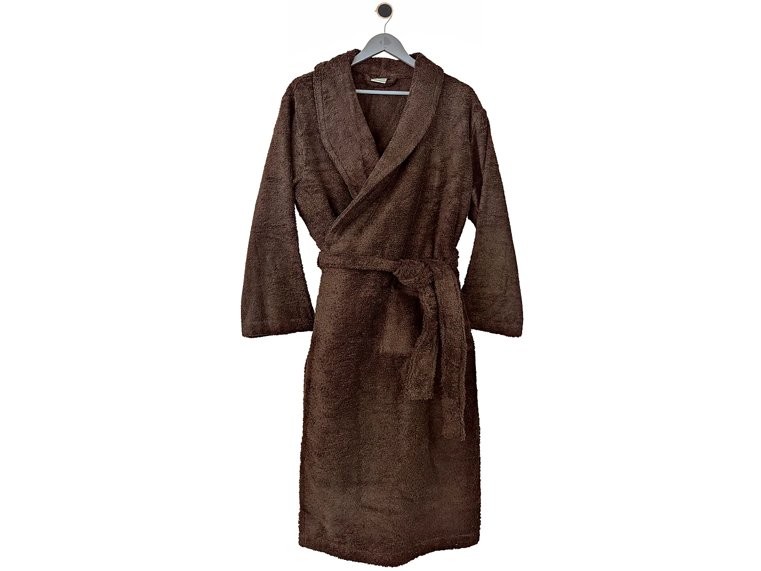 Peignoir col châle ROYAL CRESENT éponge coton taille L marron taupe