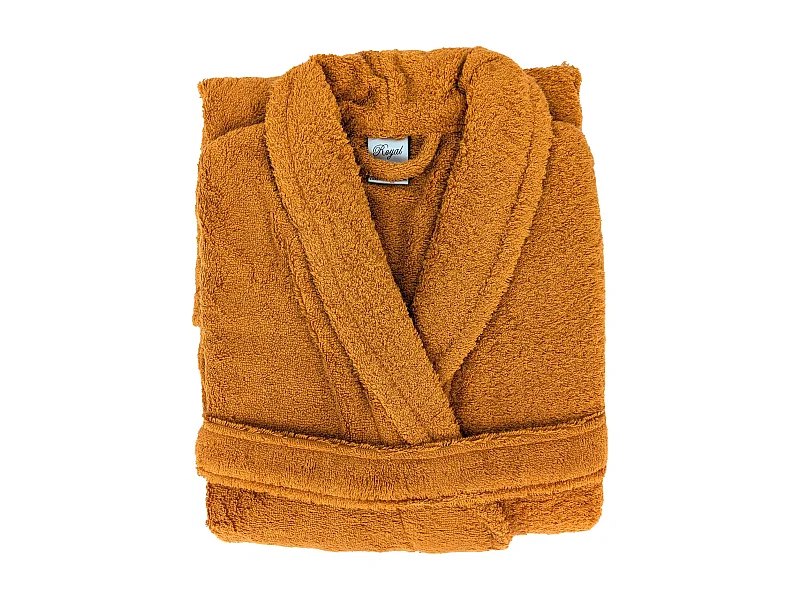 Peignoir col châle ROYAL CRESENT éponge coton taille M jaune miel