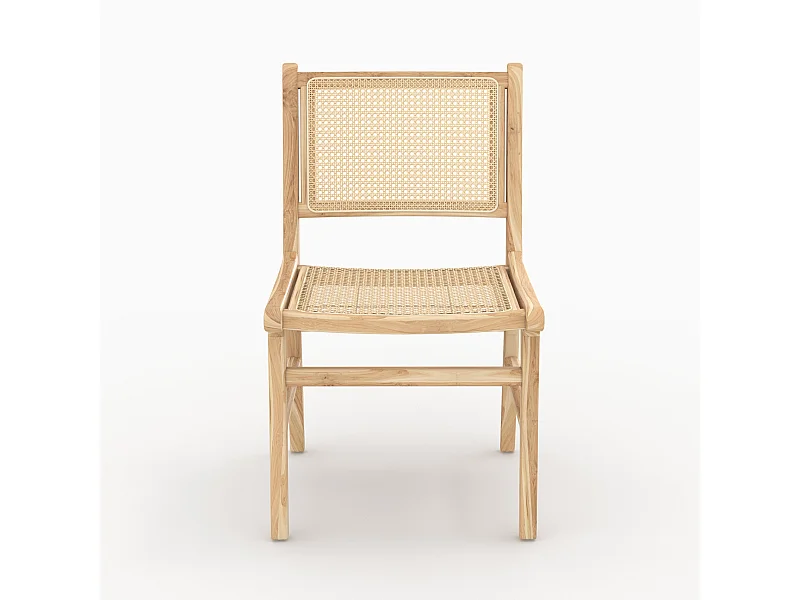 Set de 2 sillas en madera de teca y ratán - Kyla