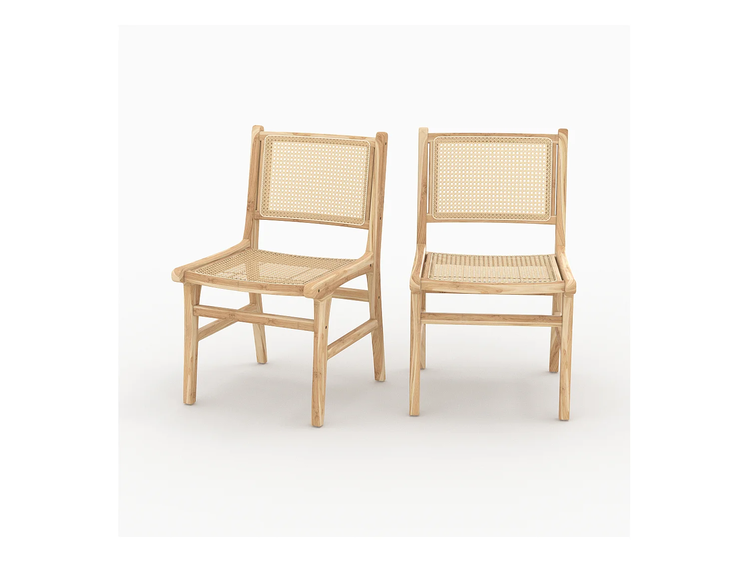 Lot de 2 chaises en bois de teck et rotin - Kyla