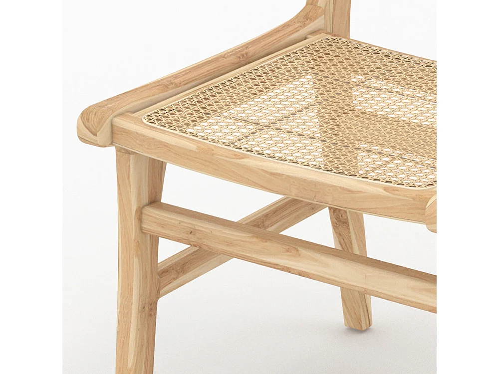 Lot de 2 chaises en bois de teck et rotin - Kyla