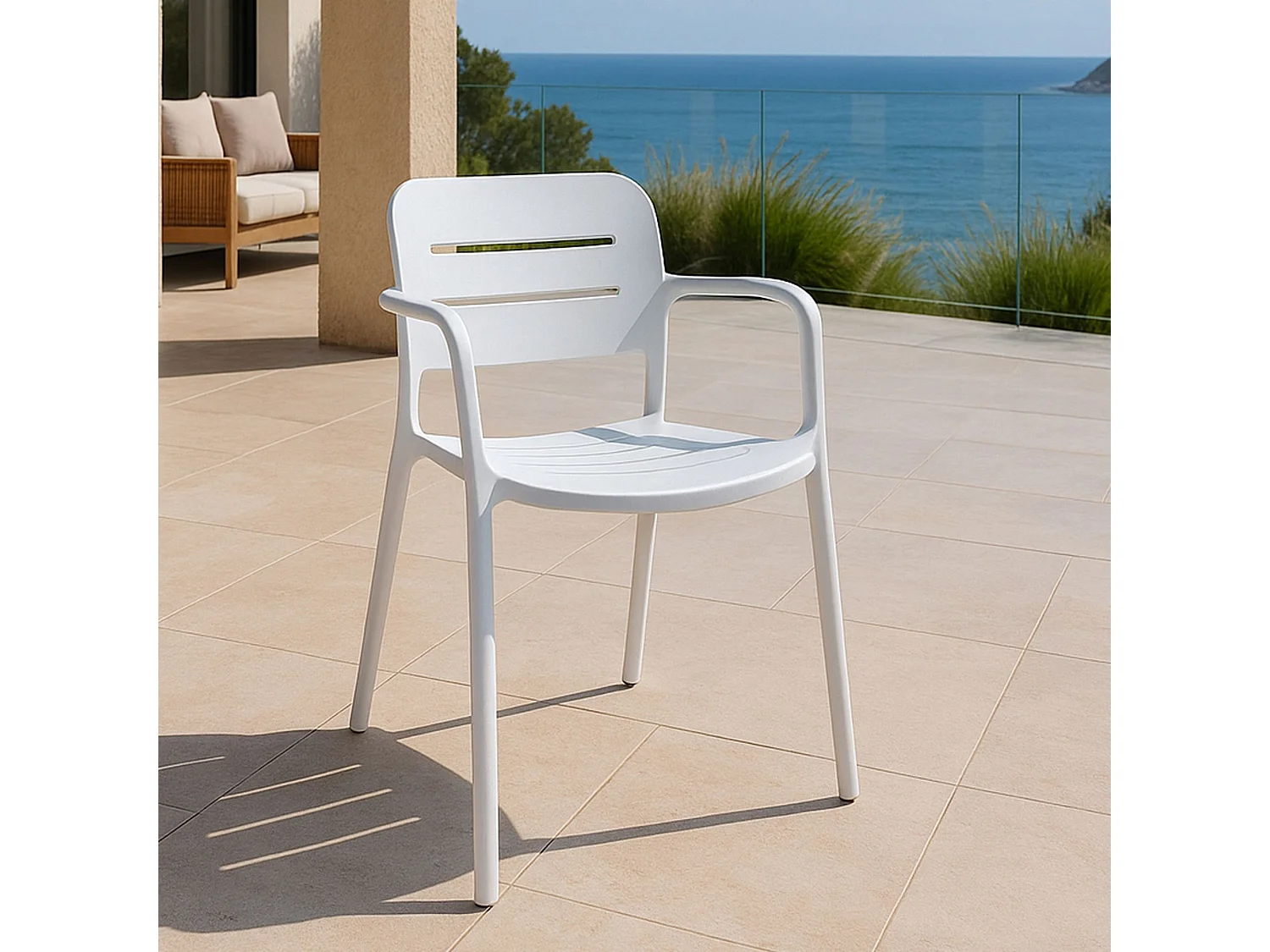 Now's Home - Lot De 4 Fauteuils De Table Blanc Exterieur En Polypropylene