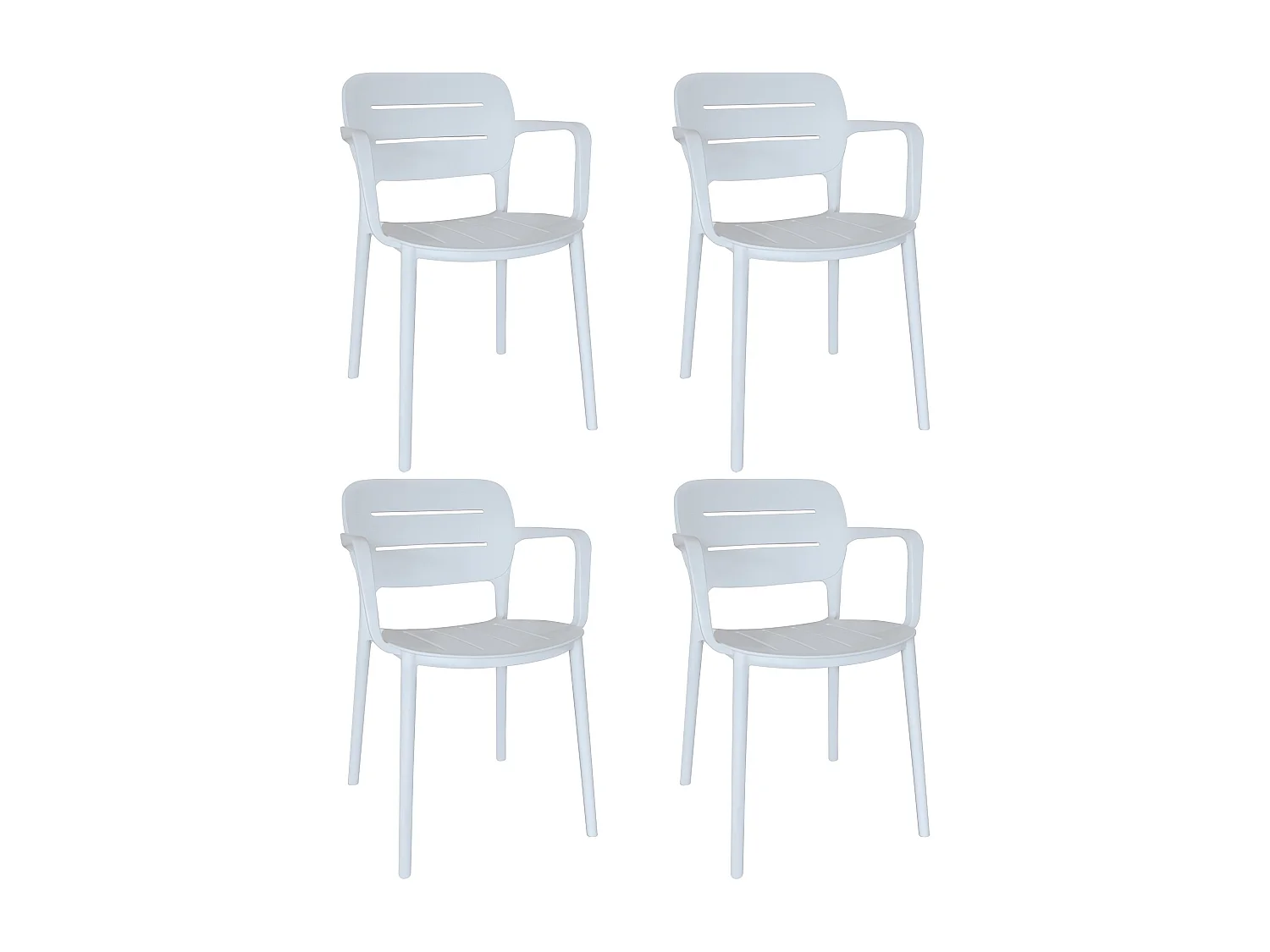 Now's Home - Lot De 4 Fauteuils De Table Blanc Extérieur En Polypropylène