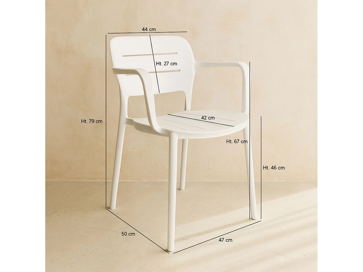 Now's Home - Lot De 4 Fauteuils De Table Blanc Extérieur En Polypropylène