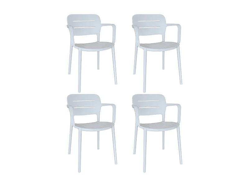 Now's Home - Lot De 4 Fauteuils De Table Blanc Exterieur En Polypropylene
