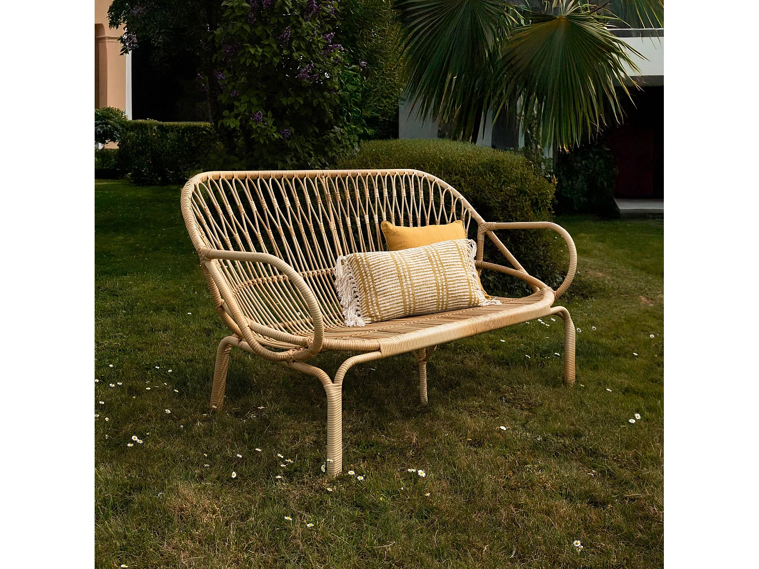 Now's Home - Salon De Jardin En Rotin Tresse Et Metal
