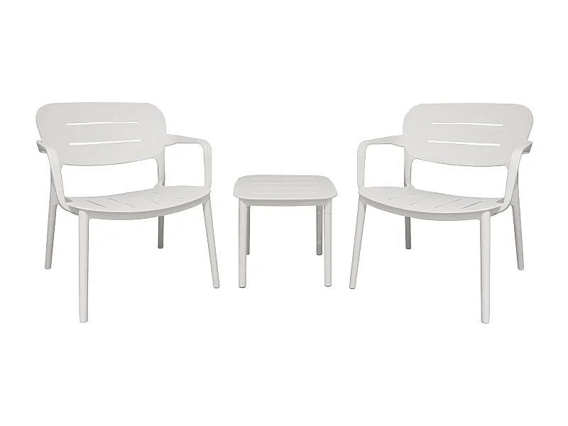 Now's Home - Salon De Jardin En Polypropylene Blanc