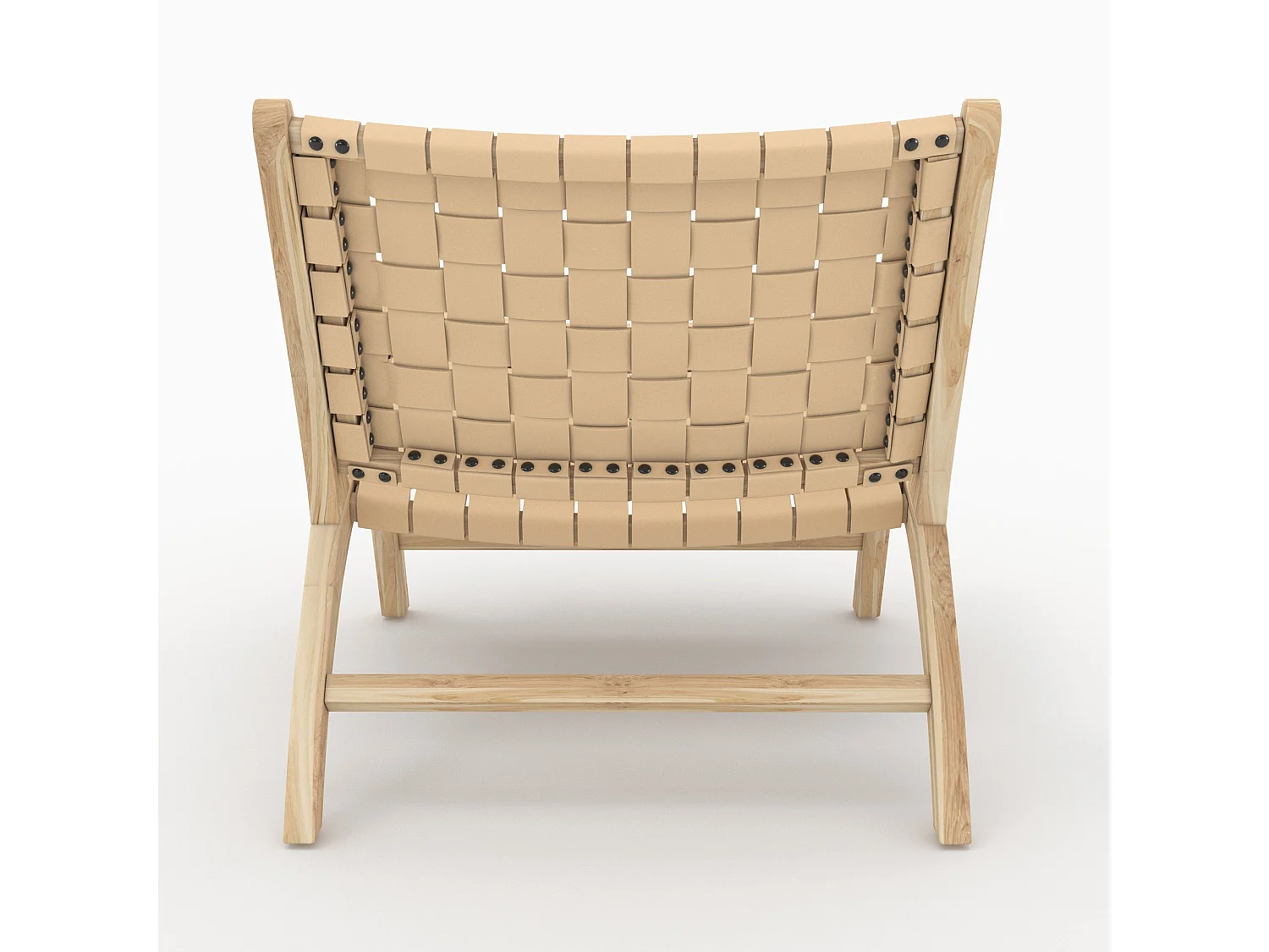 Fauteuil en teck et cuir tressé beige - Kuna