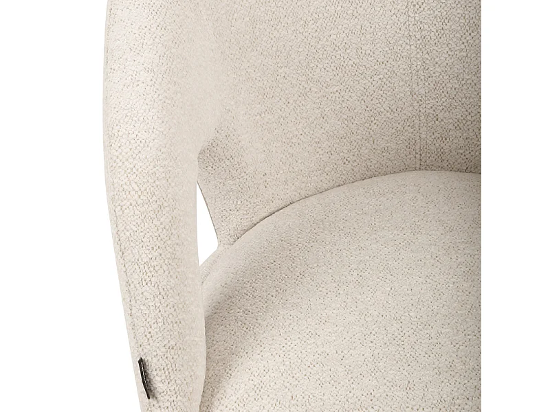 Chaise rotative 180° tissu doux beige et pieds en métal noir - ALEX