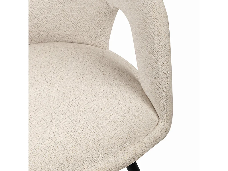 Chaise rotative 180° tissu doux beige et pieds en métal noir - ALEX