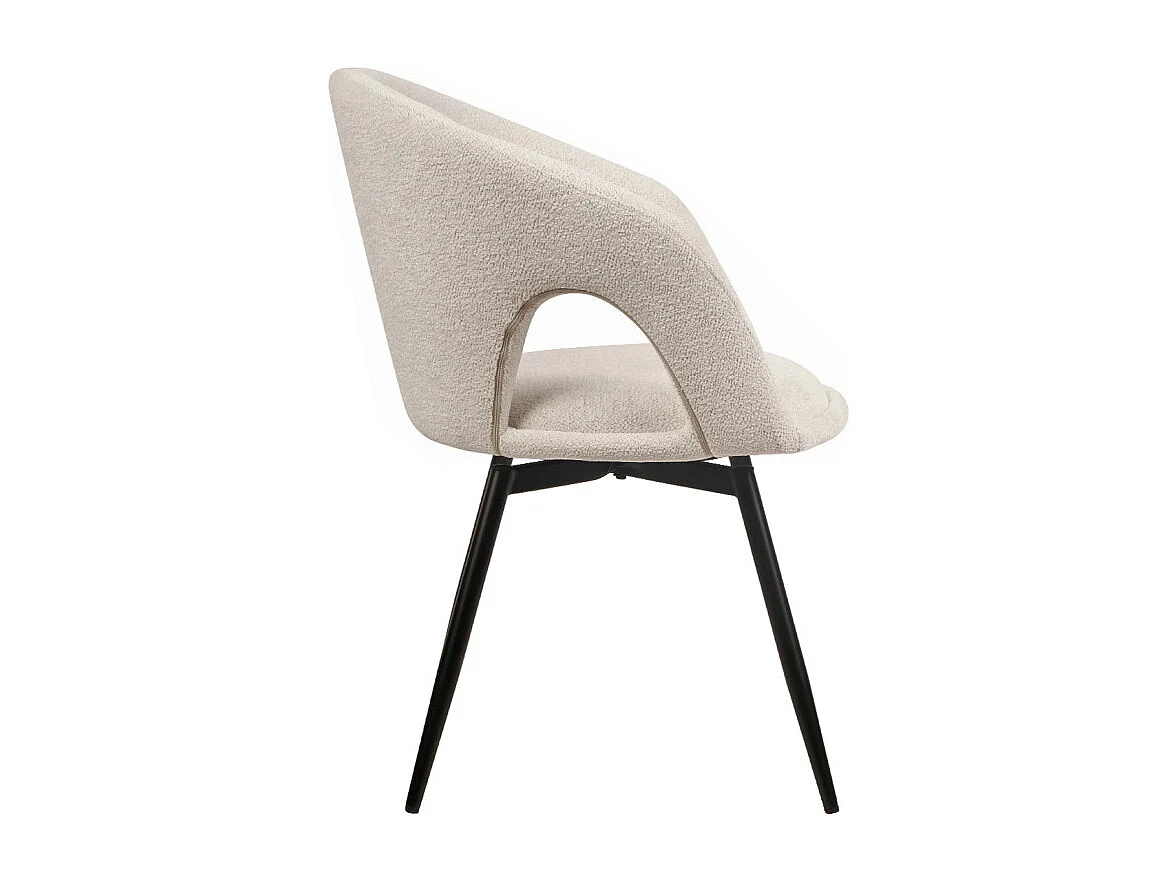 Chaise rotative 180° tissu doux beige et pieds en métal noir - ALEX