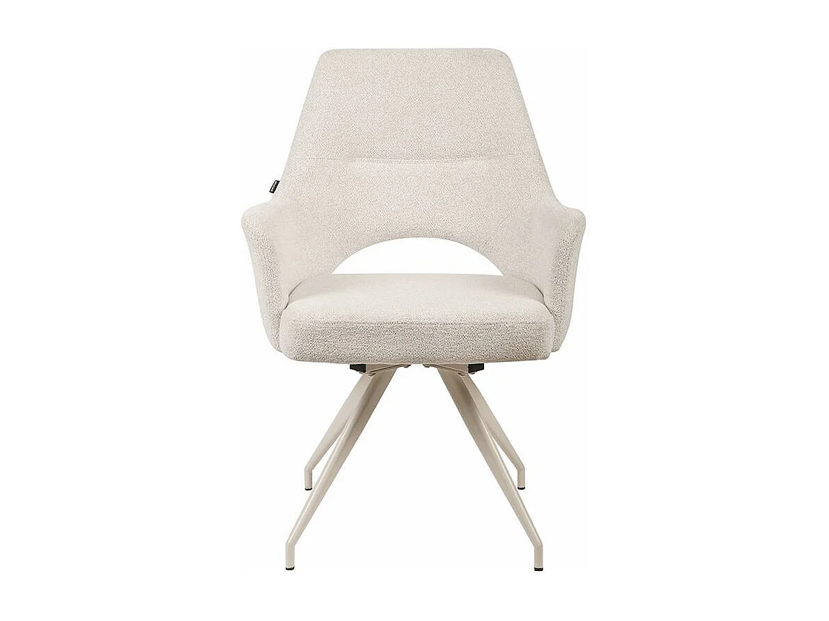 Lot de 2 chaises rotatives 180° tissu doux écru et pieds écru - RICO