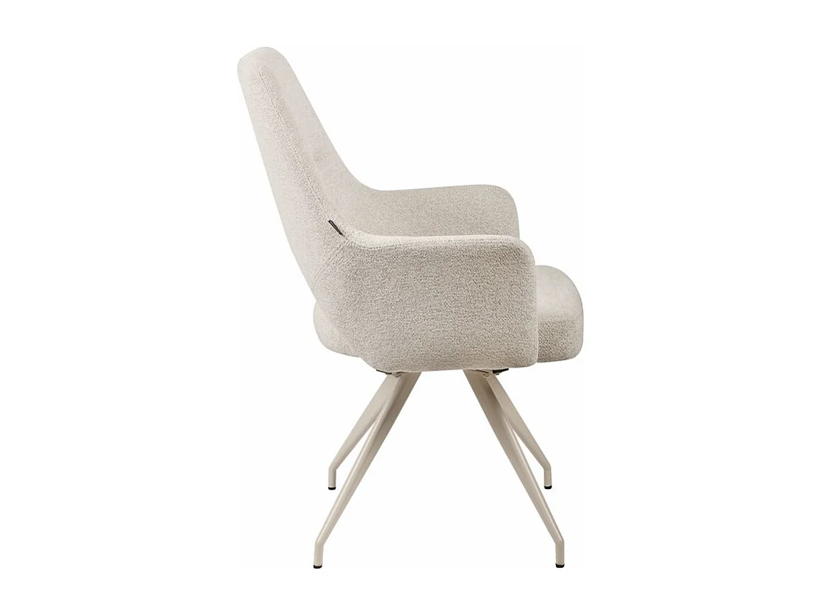 Lot de 2 chaises rotatives 180° tissu doux écru et pieds écru - RICO