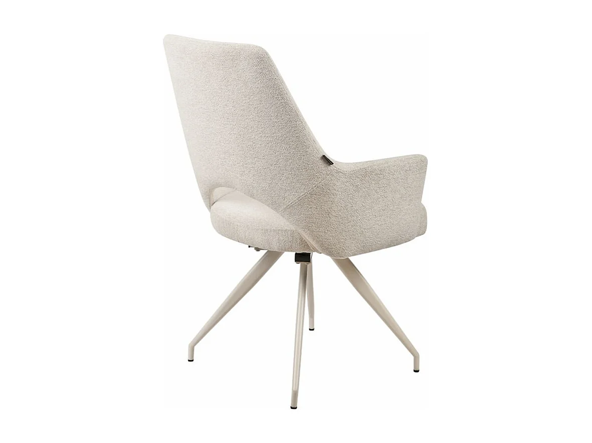 Lot de 2 chaises rotatives 180° tissu doux écru et pieds écru - RICO