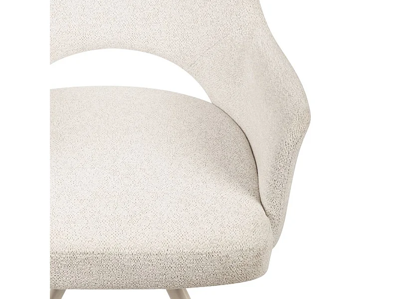 Lot de 2 chaises rotatives 180° tissu doux écru et pieds écru - RICO