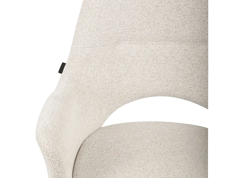 Lot de 2 chaises rotatives 180° tissu doux écru et pieds écru - RICO