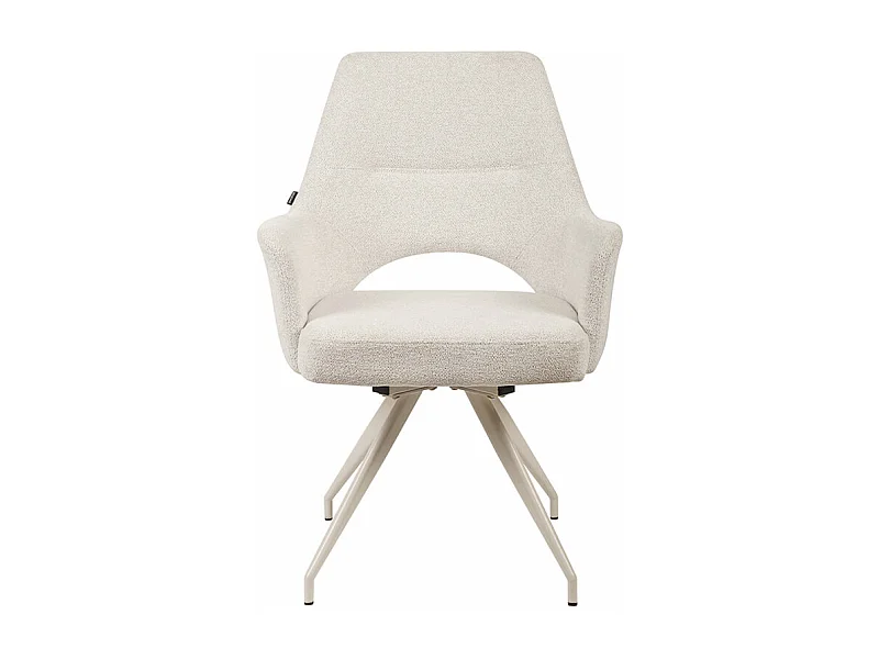 Chaise rotative 180° tissu doux écru et pieds en métal écru - RICO