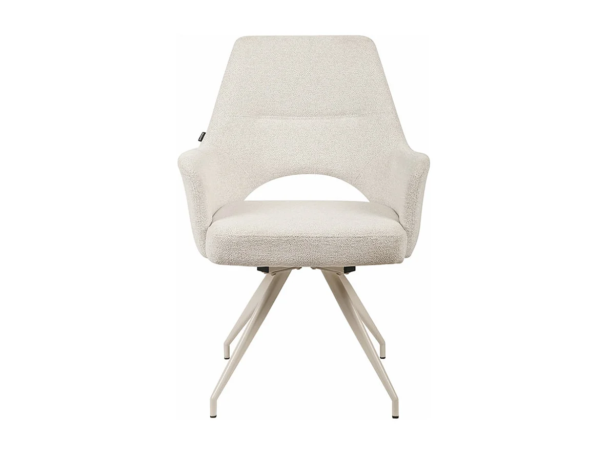 Chaise rotative 180° tissu doux écru et pieds en métal écru - RICO