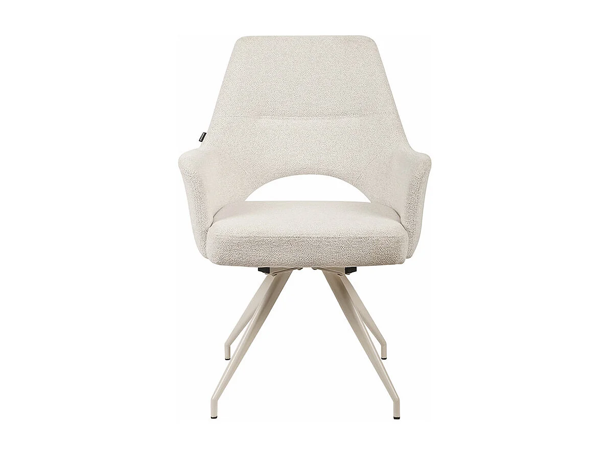 Chaise rotative 180° tissu doux écru et pieds en métal écru - RICO