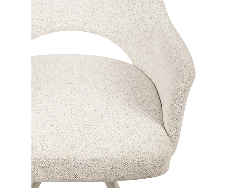 Chaise rotative 180° tissu doux écru et pieds en métal écru - RICO