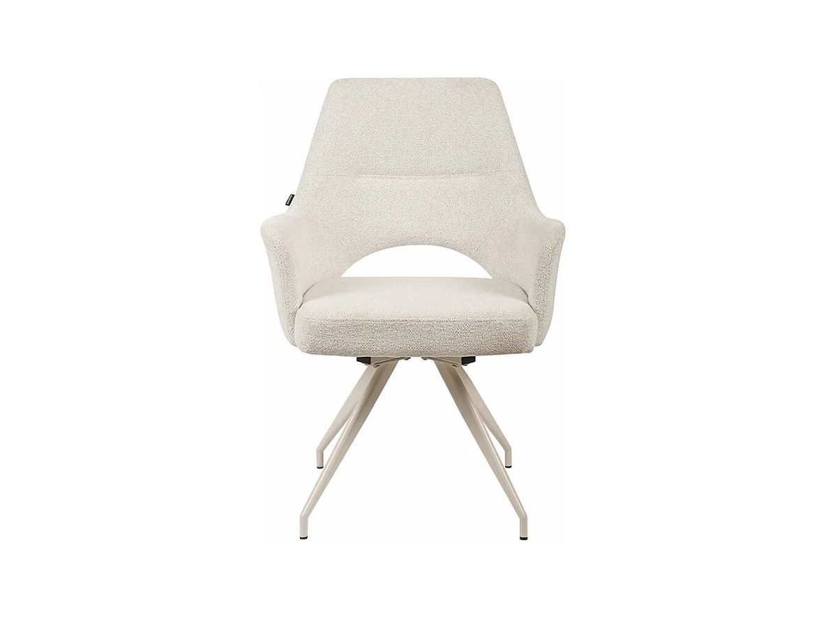 Chaise rotative 180° tissu doux écru et pieds en métal écru - RICO