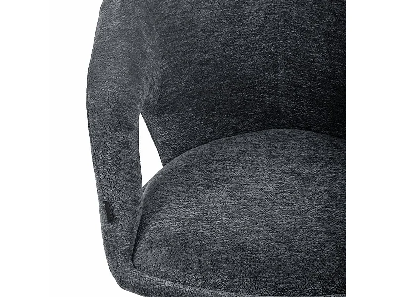 Lot 2 chaises rotatives 180° tissu doux gris et pieds noir - ALEX