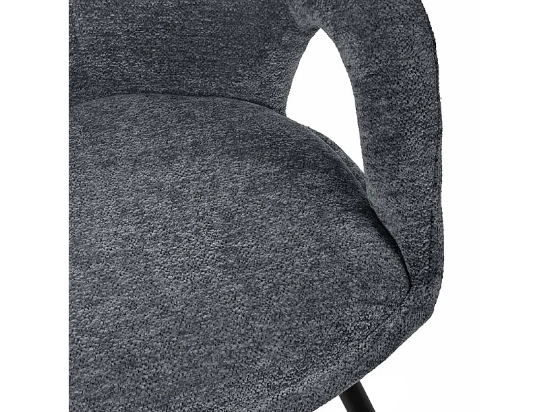 Lot 2 chaises rotatives 180° tissu doux gris et pieds noir - ALEX