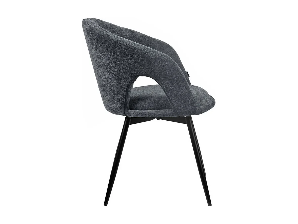 Lot 2 chaises rotatives 180° tissu doux gris et pieds noir - ALEX