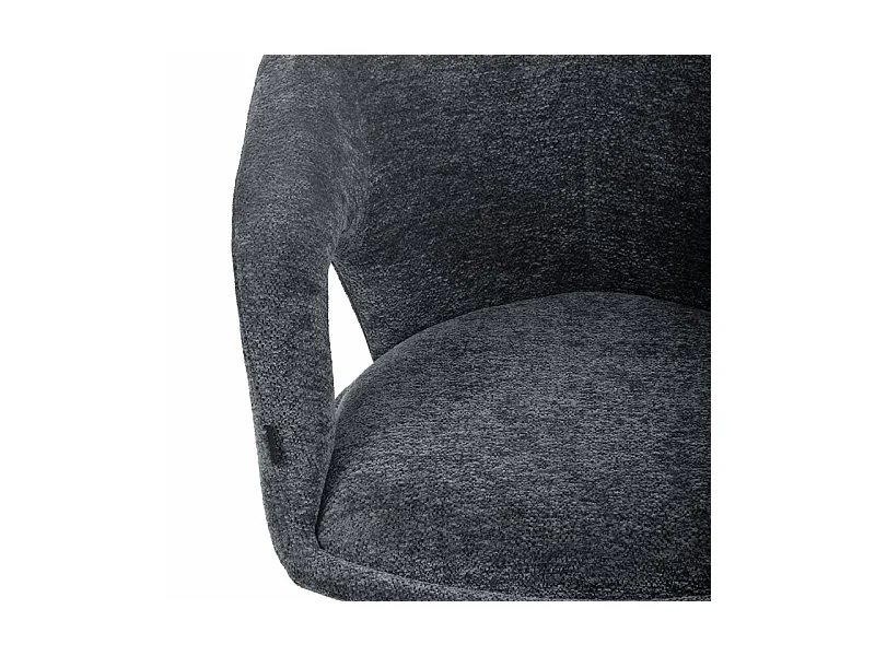 Lot 2 chaises rotatives 180° tissu doux gris et pieds noir - ALEX