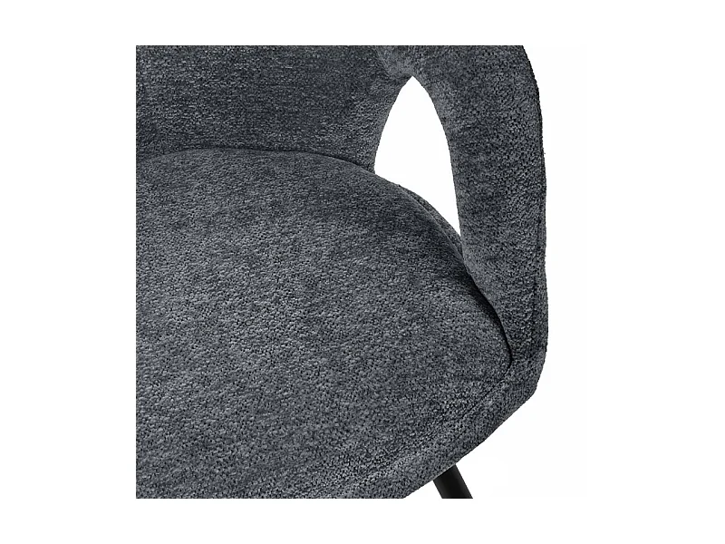 Lot 2 chaises rotatives 180° tissu doux gris et pieds noir - ALEX