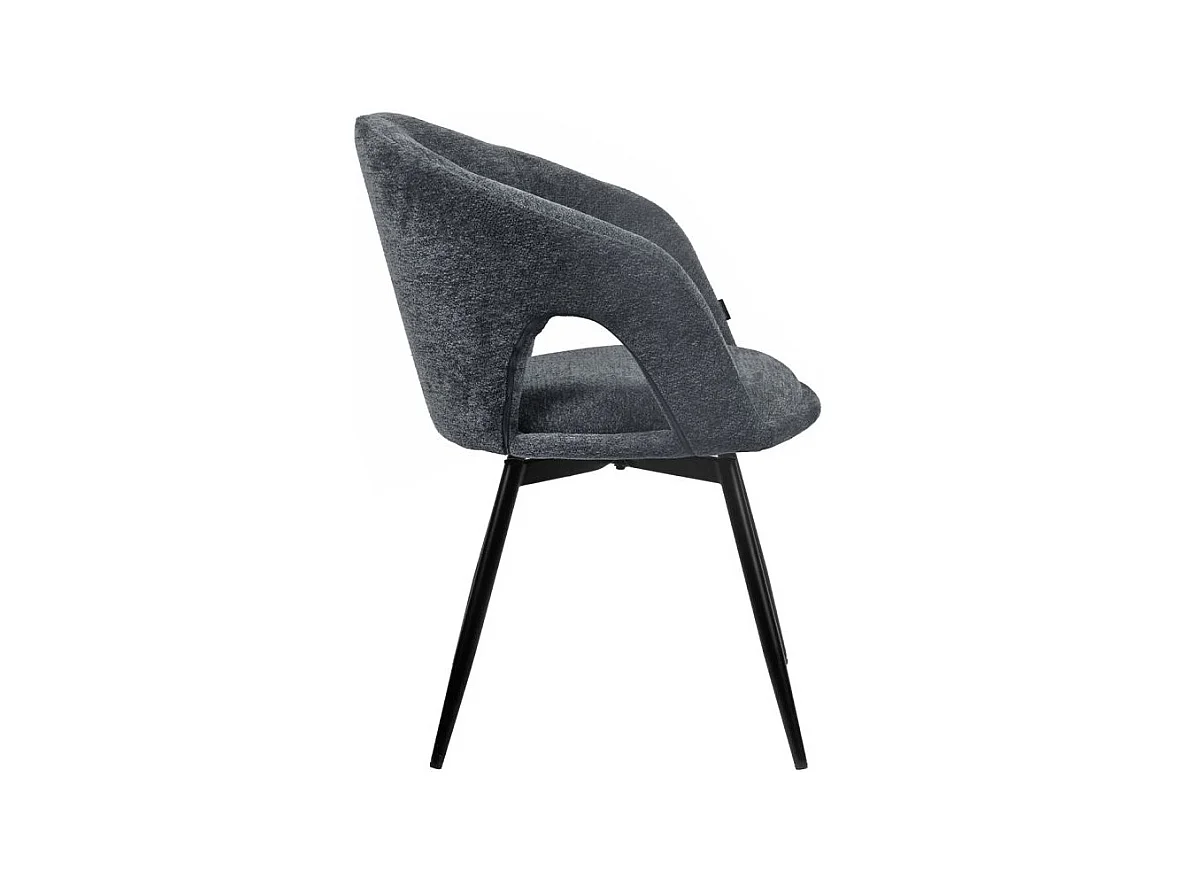Lot 2 chaises rotatives 180° tissu doux gris et pieds noir - ALEX