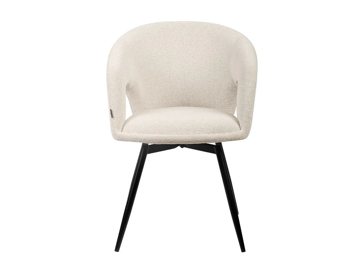 Lot 2 chaises rotatives 180° tissu doux beige et pieds noir - ALEX