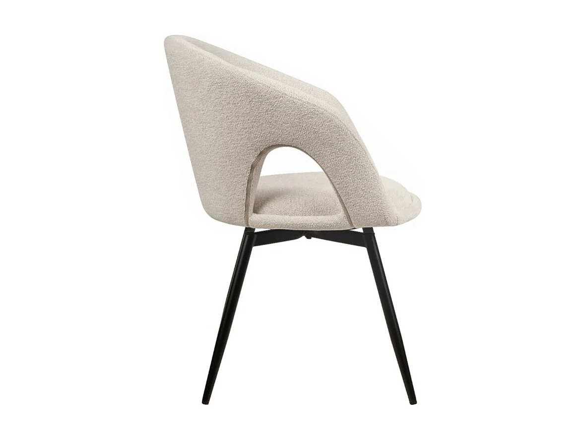 Lot 2 chaises rotatives 180° tissu doux beige et pieds noir - ALEX