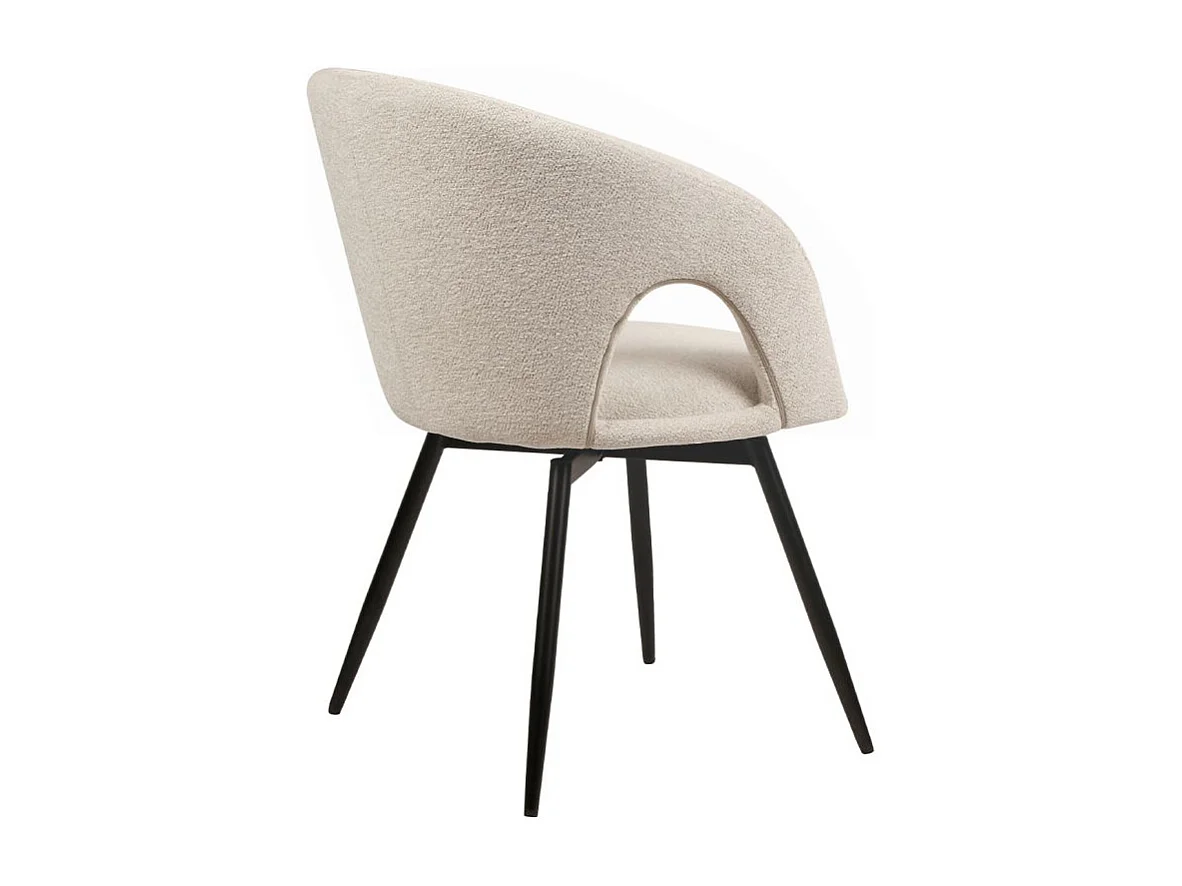 Lot 2 chaises rotatives 180° tissu doux beige et pieds noir - ALEX