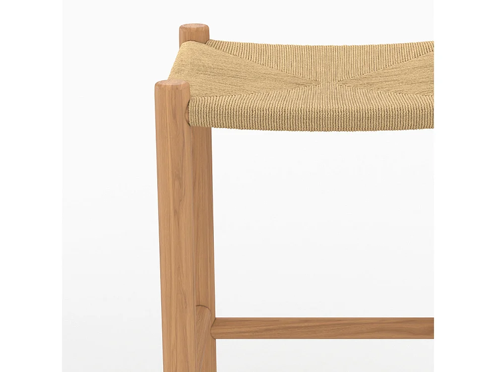 Tabouret pour ilot central 65 cm en teck et rotin - Kaïa