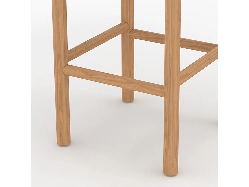 Tabouret pour ilot central 65 cm en teck et rotin - Kaïa