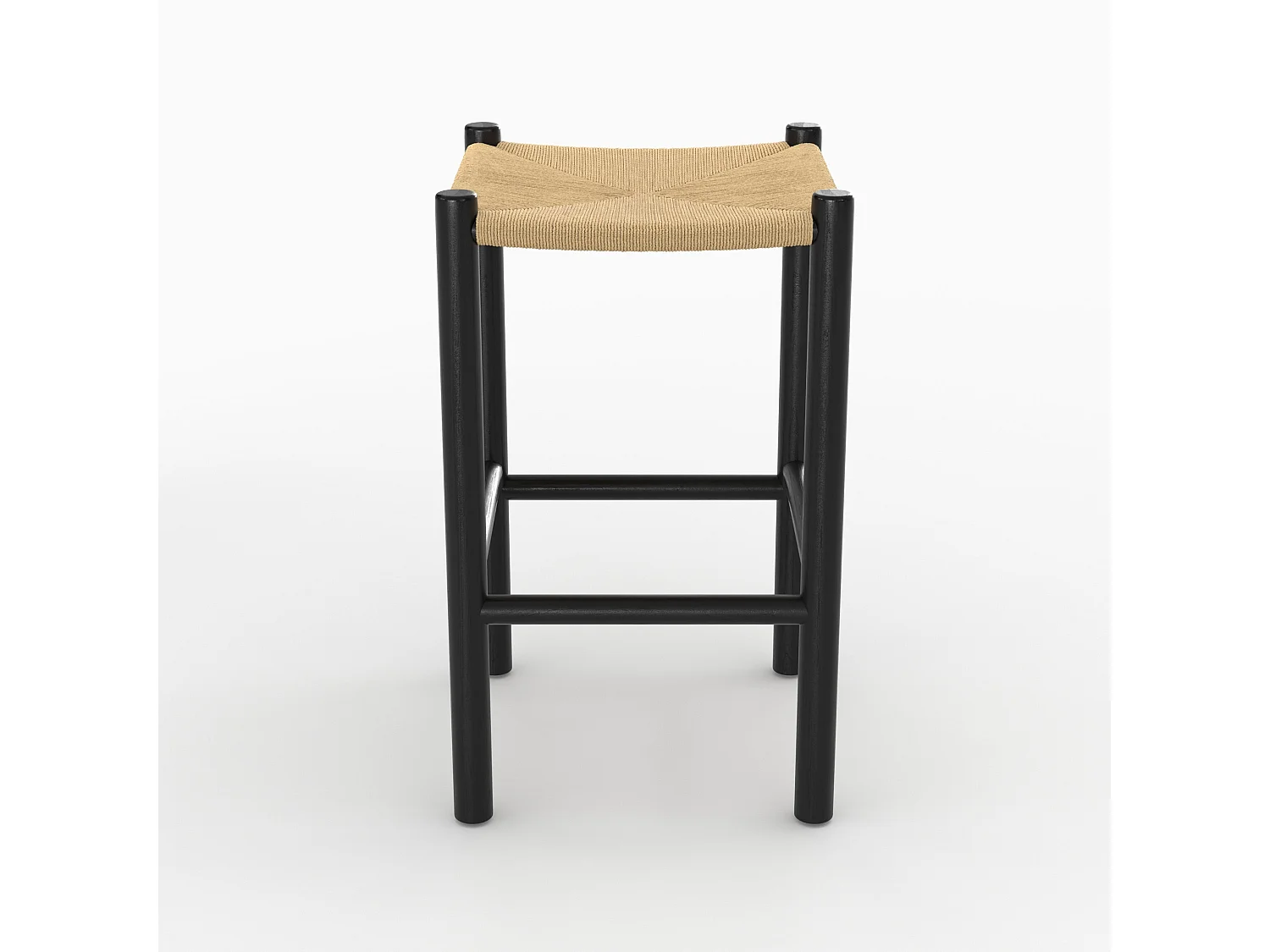 Taburete para isla central 65 cm de teca negra y ratán - Kaïa