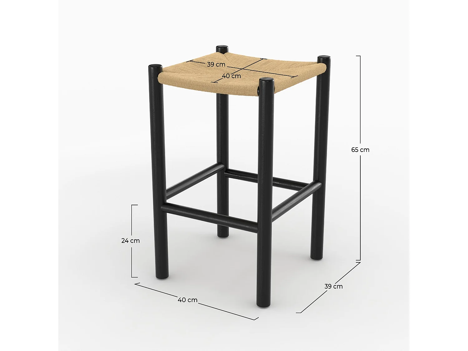 Taburete para isla central 65 cm de teca negra y ratán - Kaïa