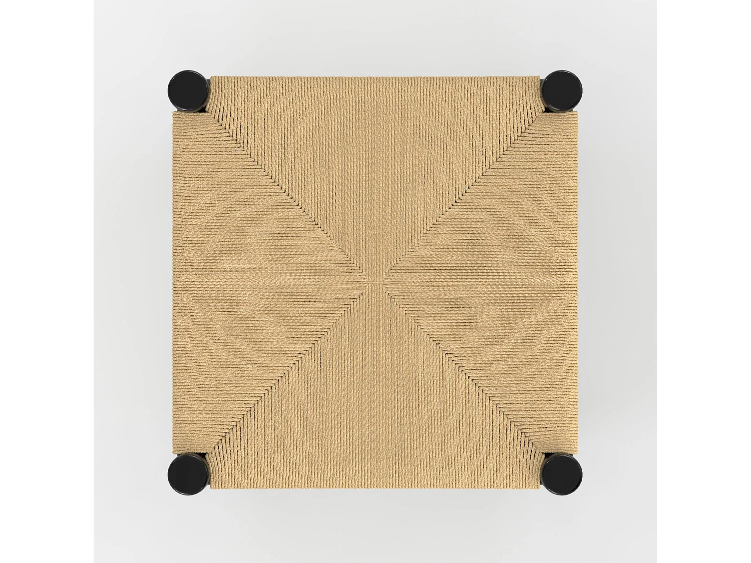 Tabouret pour ilot central 65 cm en teck noir et rotin - Kaïa