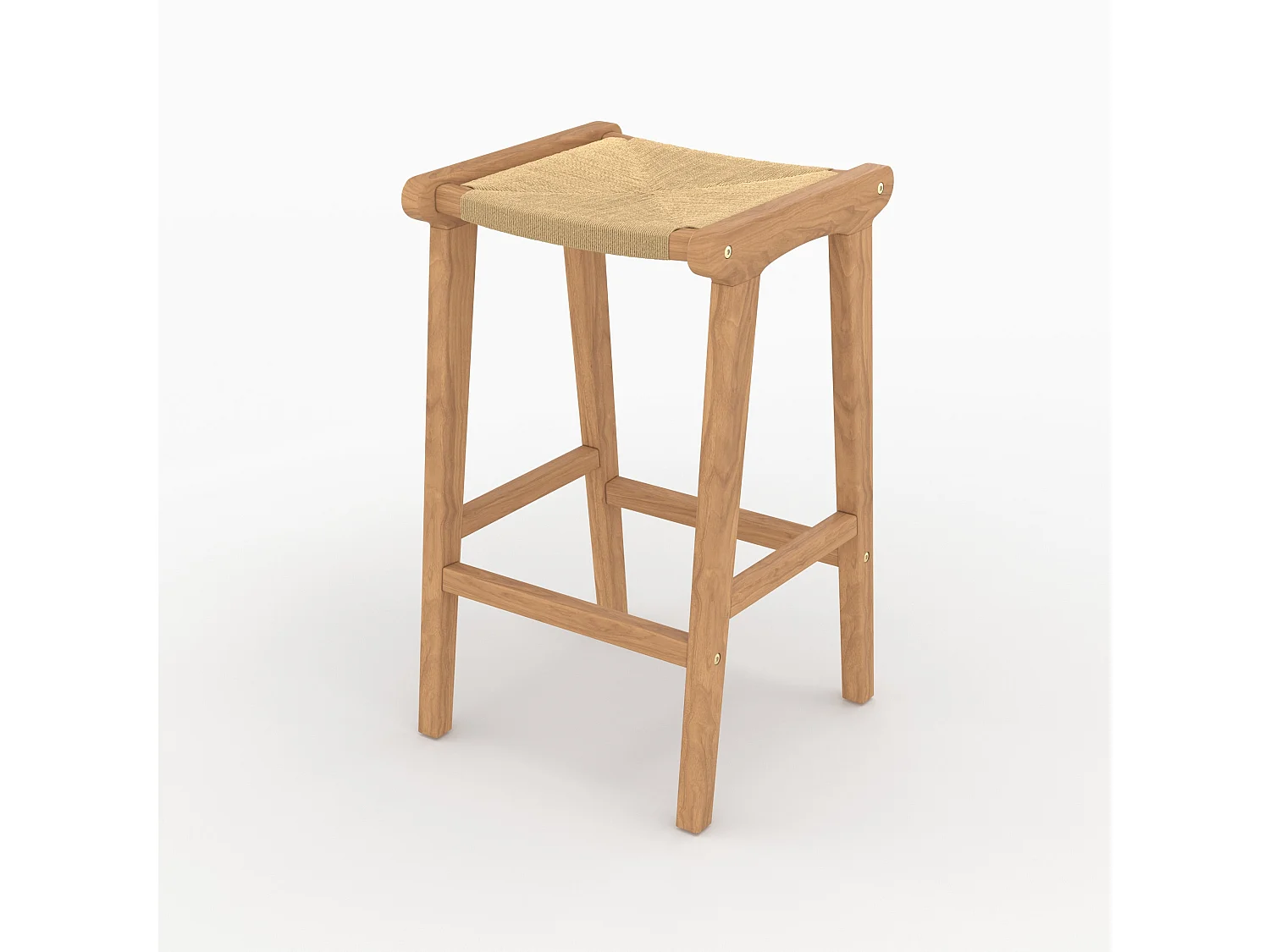 Tabouret pour ilot central 68 cm en teck et rotin - Kuna