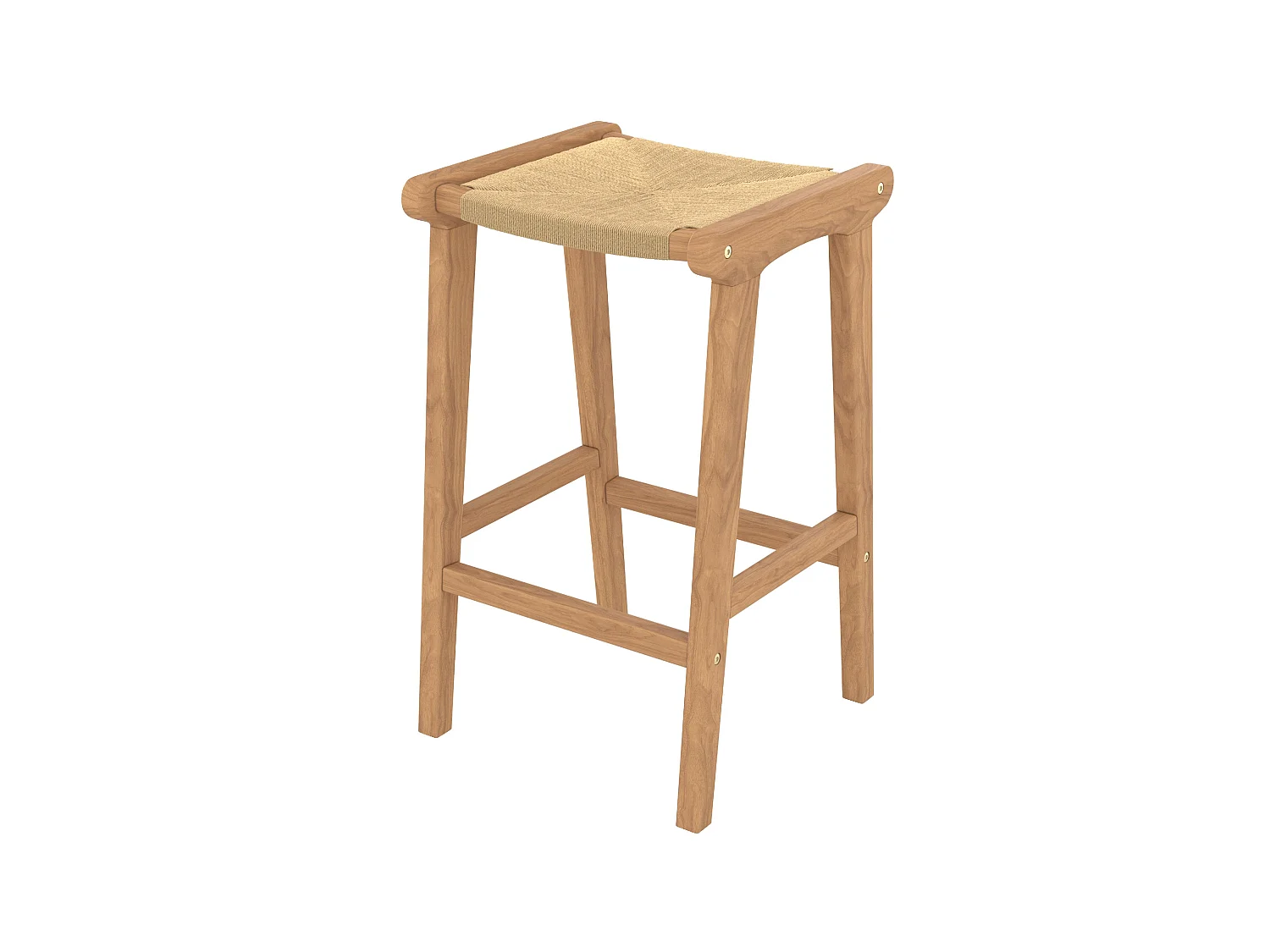 Hocker für die Kücheninsel 68 cm aus Teakholz und Rattan - Kuna