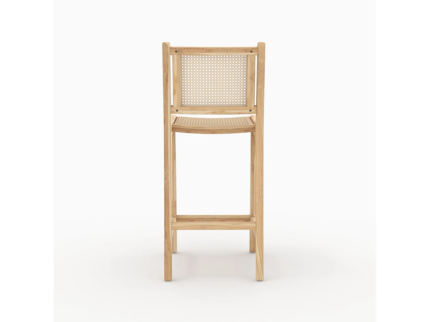 Set de 2 sillas para isla central en teca y rejilla de ratán 66,5 cm - Kyla