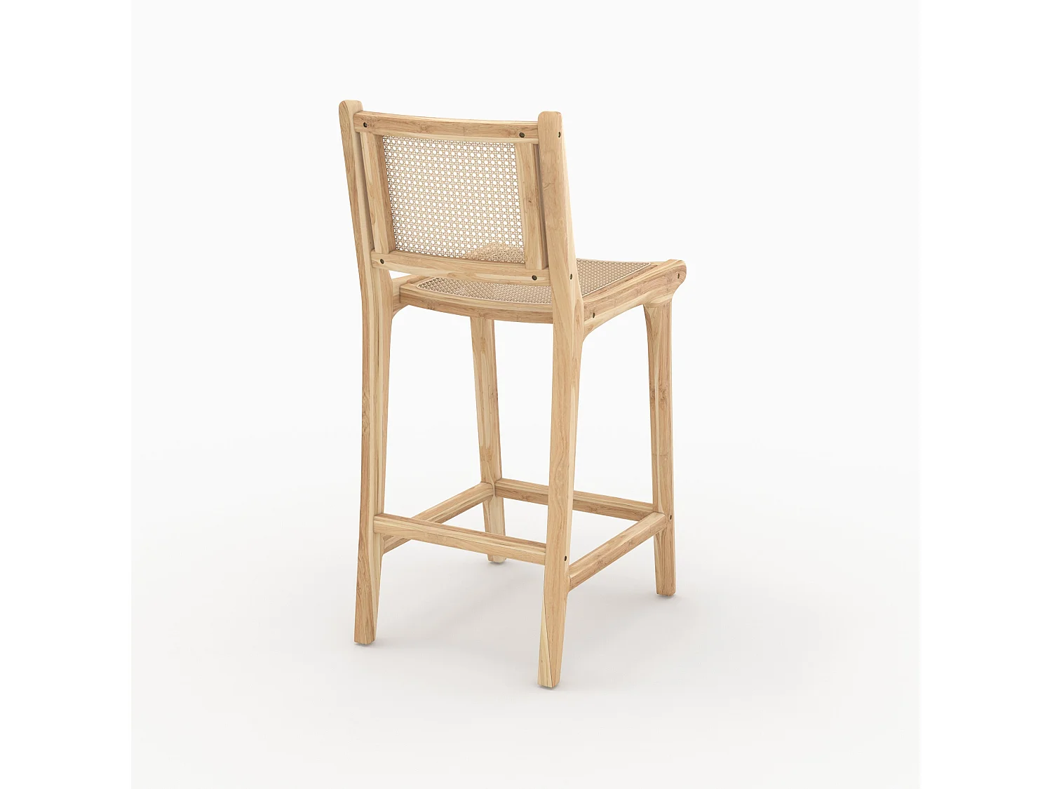 Set de 2 sillas para isla central en teca y rejilla de ratán 66,5 cm - Kyla