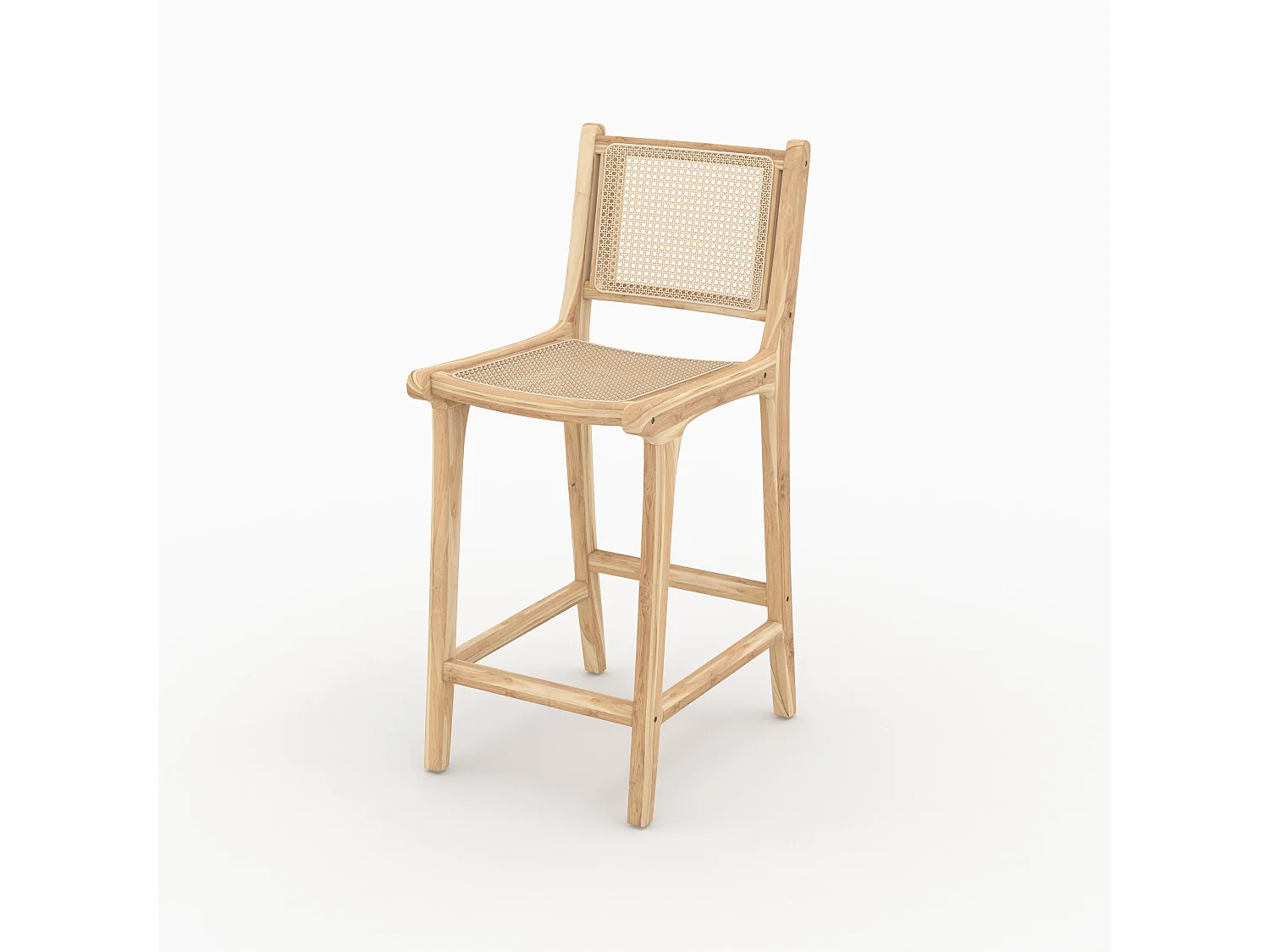 Set di 2 sedie per isola centrale in teak e rattan intrecciato 66,5 cm - Kyla