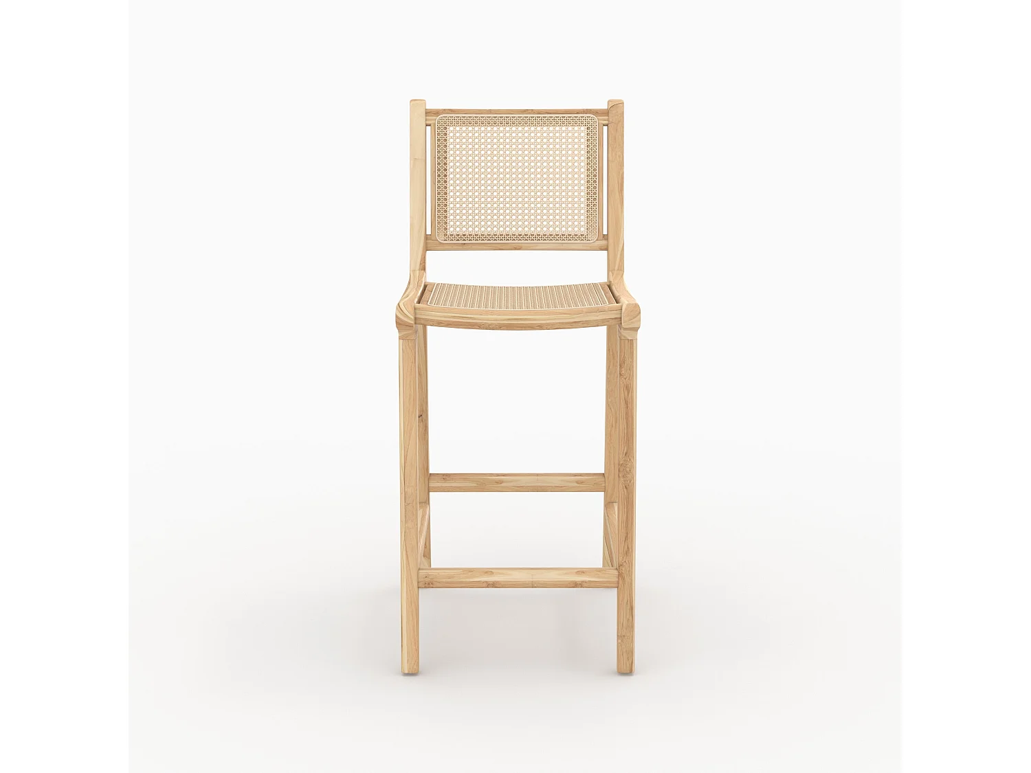 Set di 2 sedie per isola centrale in teak e rattan intrecciato 66,5 cm - Kyla