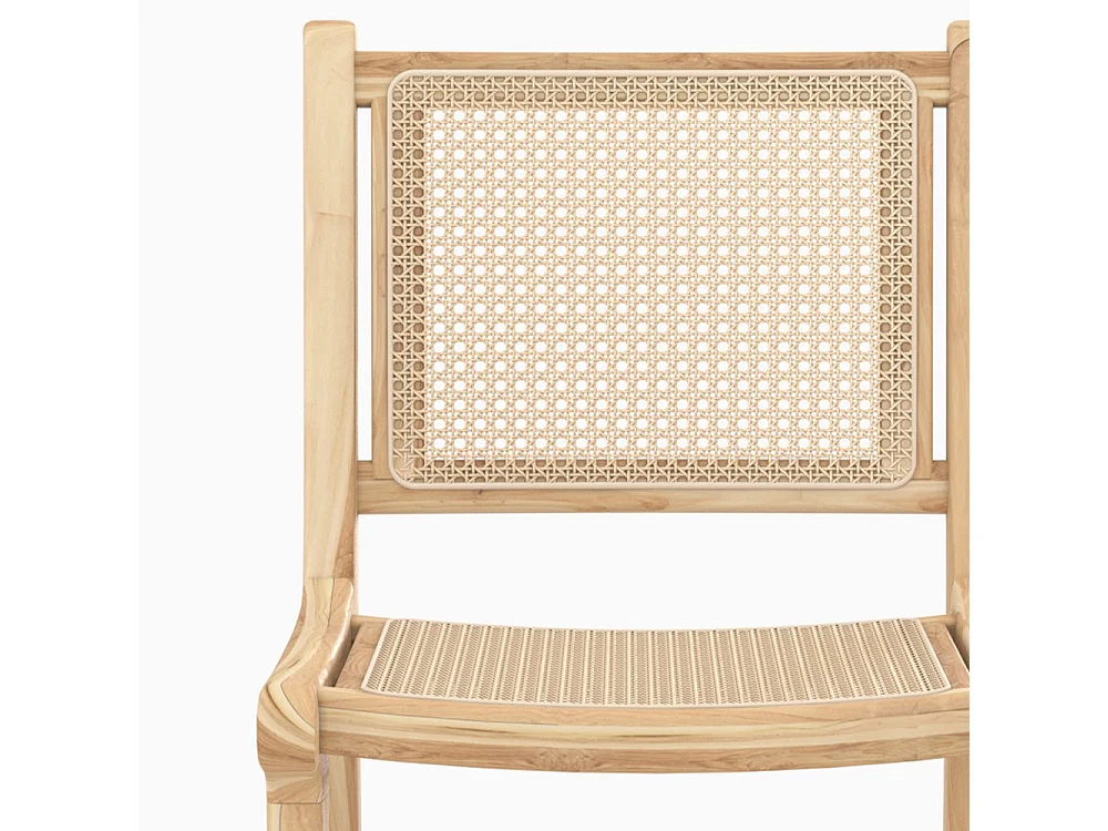 Set di 2 sedie per isola centrale in teak e rattan intrecciato 66,5 cm - Kyla