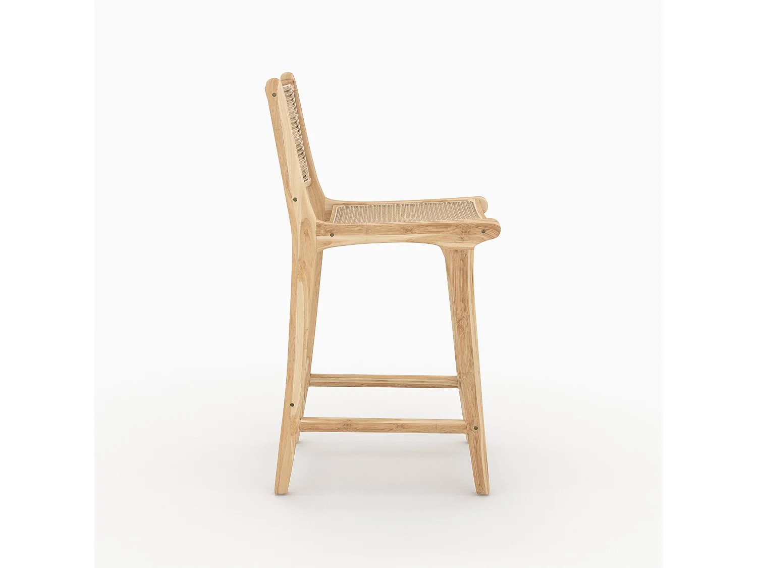 Set di 2 sedie per isola centrale in teak e rattan intrecciato 66,5 cm - Kyla